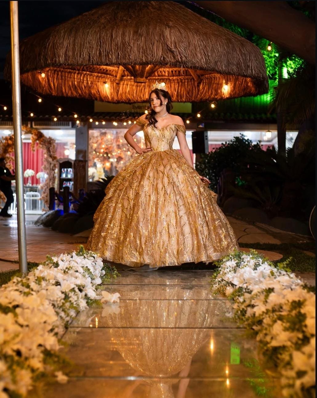 Vestido de Debutante Dourado Real Castelo La Libertad